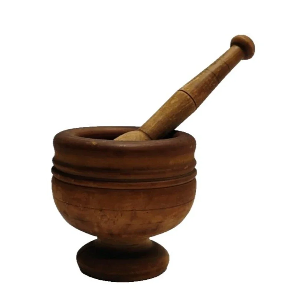 Vintage or Antique Wooden Mortar & Pestle Hand Turned Wood 4.5